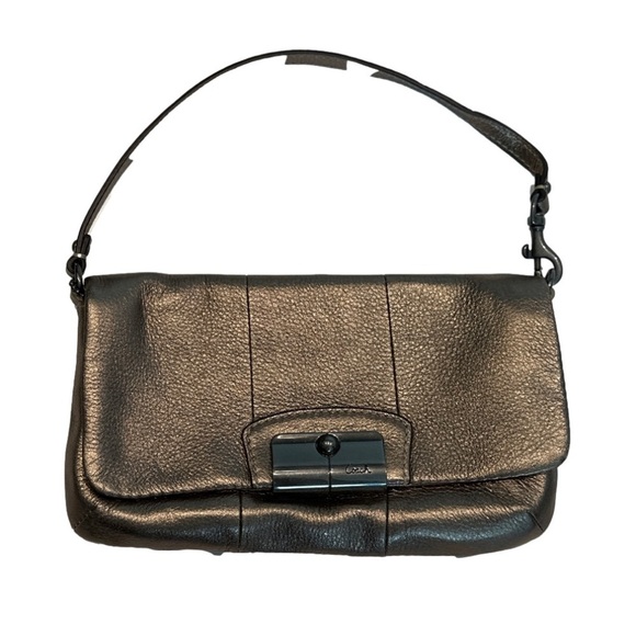 Coach Kristen Wristlet Gunmetal sparkly leather handbag - Picture 2 of 6